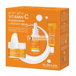   Floslekset Go For Glow Vitamin C Anti-Aging Krém Napra és Éjszakára 50ml, Ragyogó Szérum Vit C 10 30ml, Világító Szemkrém 30ml