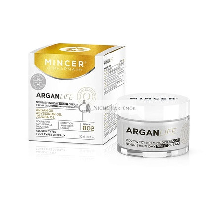 Mincer Pharma Argan Life 50+ Tápláló Ránctalanító Simító Krém Nappali és Éjszakai Használatra Minden Bőrtípusra, Argan Olajjal, Abyssinian Olajjal és Jojoba Olajjal, 50ml