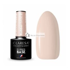   CLARESA UV Körömlakk Gumibázis Manikűr & Pedikűr 5ml - Árnyalat 02 Félig Átlátszó Világos Rózsaszín