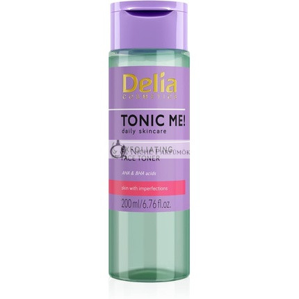 Delia Cosmetics Tonic Me Hámlasztó Tonik Szennyezett Bőrre AHA és BHA, Szalicilsav, Glicolsav és Tejsav, 200ml