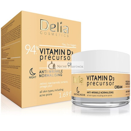 Delia Cosmetics Vitamin D3 Elősegítő Ránctalanító Normalizáló Éjszakai Krém Minden Bőrtípusra, 50ml