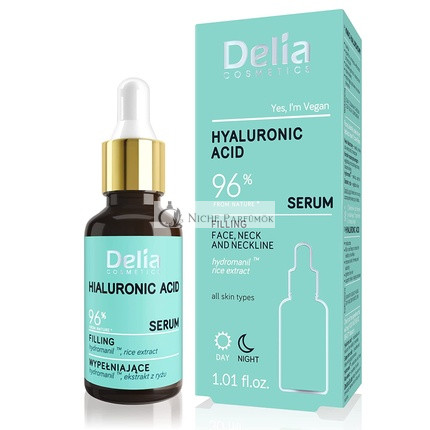 Delia Cosmetics Hyaluronsav Szérum - Anti-Aging Hidratáló Kezelés Minden Bőrtípusra, 30ml