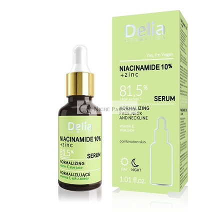 Delia Cosmetics Niacinamide 10% + Cink Normalizáló Szérum Kombinált Bőrre Pattanásokkal, 30ml