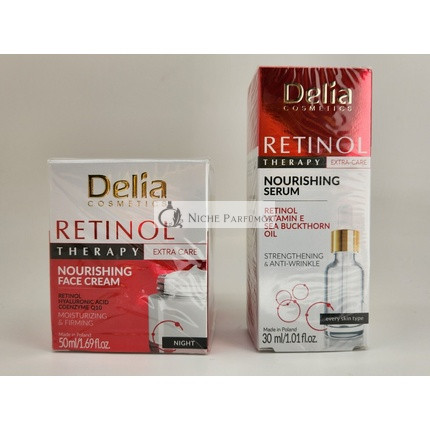 DELIA Retinol Hyaluronsav Tápláló Éjszakai Krém és Arcszérum Készlet