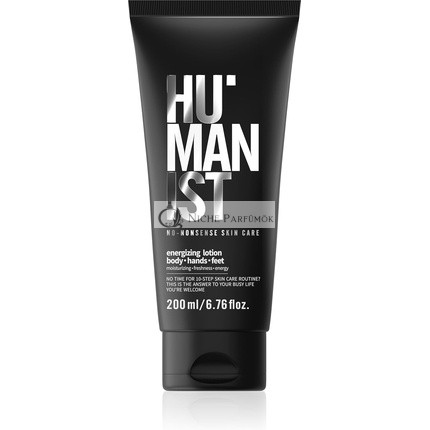 HUMANIST Férfiaknak szánt Energizáló Lotion - Testre, Kezekre, Lábakra, Rugalmasságot növel, Regenerál, Táplál, Simít, Felfrissít, Kókuszolaj, Shea vaj, E vitamin, Mangóvaj, Mezei búzavirág kivonat, 200ml