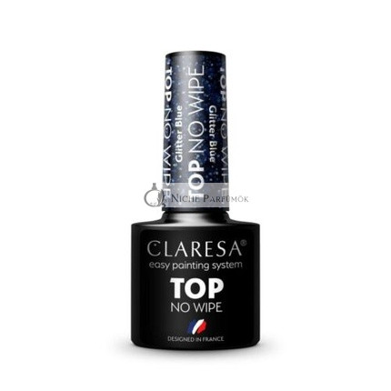 Claresa Top No Wipe Glitter Blau UV Nagellack 5ml