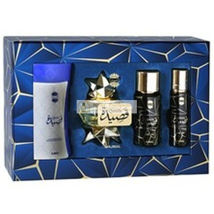 Ajmal Qasida Ajándékcsomag, EDP 60 ml, Testpor 80 g, Testpermet 50 ml és Hajpermet 30 ml