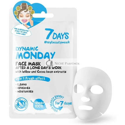 7DAYS Gesichtsmaske Schönheit festigend und hydratisierend mit Sheabutter, Arganöl, Hyaluronsäure und Kakaobohnen, 33g - Montag