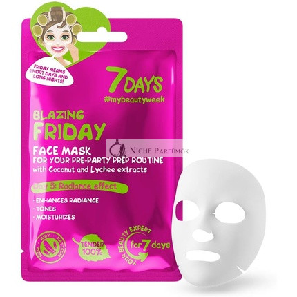 7DAYS Gesichtsmaske Schönheit Festigend Feuchtigkeitsspendende Tuchmaske mit Kollagen, Sheabutter, Hyaluronsäure und Kokoswasser, Akne Behandlung, Aufhellend, Anti-Aging, Anti-Müdigkeit 33g - Freitag