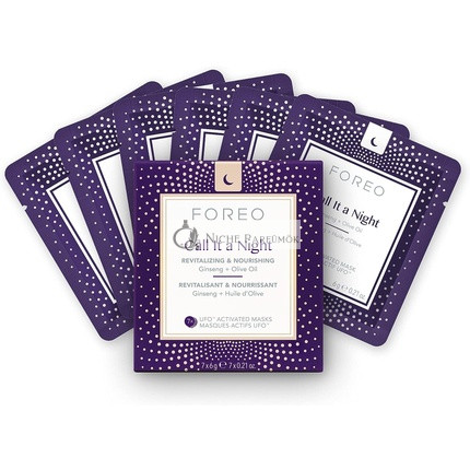 FOREO Call it a Night UFO Aktivált Arcmaska Szárazság és Finom Ráncok Ellen 7 Csomag Revitalizáló és Tápláló Ginseng és Olívaolaj Tiszta Formula Állatkísérlet-mentes Kompatibilis Minden UFO Eszközzel