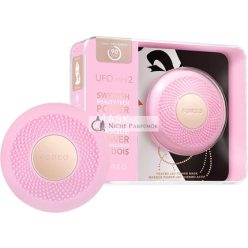   Foreo Ufo Mini 2 Teljes Arc LED Maszk Kezelés Piros Fényterápiával és Arcmasszírozóval, Rózsaszín Gyöngy
