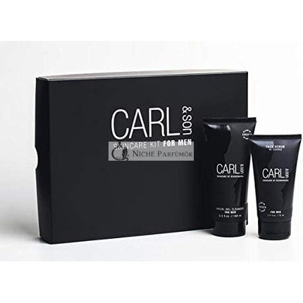 CARL&SON Gesichtspflegeset für Männer mit Gelreiniger 100ml und Gesichtspeeling 75ml - Anti-Aging Vegane Reinigung und Peeling für alle Hauttypen