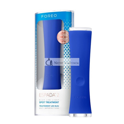 FOREO ESPADA 2 Kék LED Fényterápiás Pattanáskezelő Bőrápoló Eszköz, Orvosi minőségű szilikon pattanás hegek kezelésére az arcon, Pattanás és akne eltávolítása, FDA által jóváhagyott, Kobalt kék