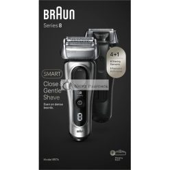   Braun Series 8 Elektromos Borotva Férfiaknak Precíz Hosszú Haj Trimmelő Töltőállvánnyal, Ezüst