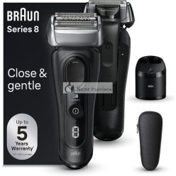   Braun Series 8 Férfi Borotva 4+1 Borotválkozófejjel, Elektromos Borotva, Precíziós Trimmer, Tisztító Állomás, 60 Perces Üzemidő, Nedves és Száraz, Ajándék Férfiaknak, Németországban Készült 8560cc Fekete