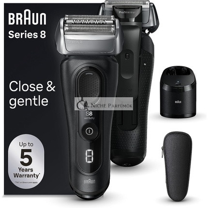 Braun Series 8 Herrenrasierer mit 4+1 Rasierkopf, Elektrischer Rasierer, Präzisions-Trimmer, Reinigungsstation, 60 Minuten Laufzeit, Nass & Trocken, Geschenk für Männer, Hergestellt in Deutschland 8560cc Schwarz