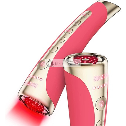 FAQ 102 EMS RF & 8 LED Lichttherapie Gesichtsstraffungs-Massagegerät, Rosa Rubin