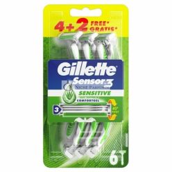   Gillette Sensor3 Sensitive Eldobható Borotva Comfortgel Lubrastrip - 6 Darab