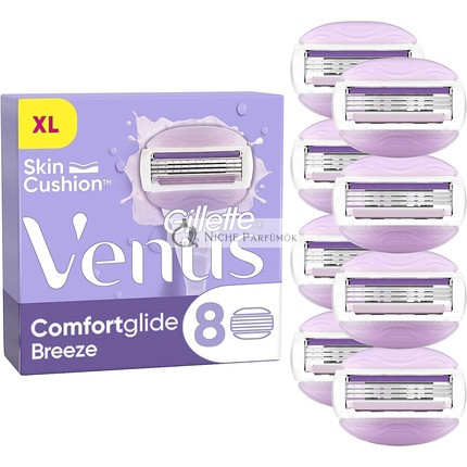 Gillette ComfortGlide Breeze Rasierklingen für Frauen 8 Rasierklingen Nachfüllpack Lubrastrip mit botanischen Ölen 2 flexible Gelstreifen