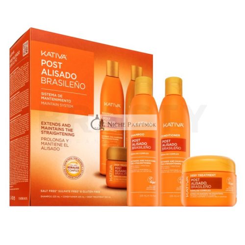 Kativa Post Brazilian Straightening Kit készlet a haj keratinnal való egyenlítése után 2 x 225 ml + 150 ml