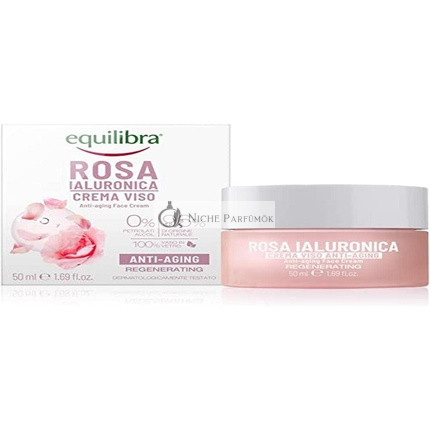Equilibra Hyaluron-Rózsa Arc Anti-Aging Krém Damaszkuszi Rózsával és Hialuronsavval, 50ml