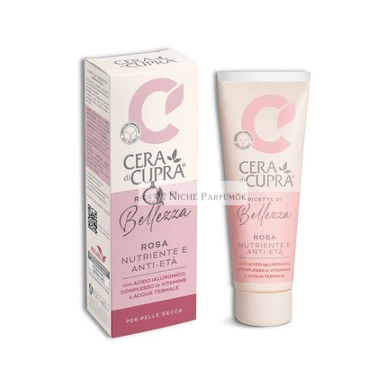 Cera di Cupra Rózsa Szépség Recept Arcápoló Krém Száraz Bőrre Természetes Olajokkal, Hialuronsavval, Vitamin Komplexszel és Termálvízzel, 75ml