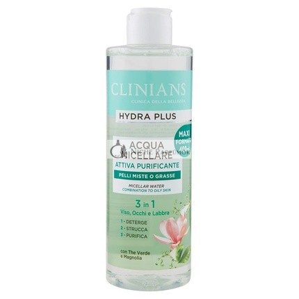 CLINIANS Hydra Plus Aktive Mizellenwasser mit Grün und Magnolie für 3-in-1 Reinigung