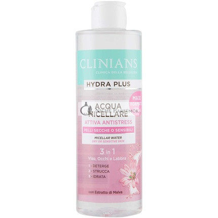 Clinians Hydra Plus Micellar Anti-Stress Wasser mit Malvenextrakt für trockene oder empfindliche Haut 400ml