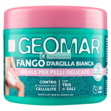 GEOMAR Fehér Agyag Pakolás a Narancsbőr Tökéletlenségei Ellen Érzékeny Bőrre, 95% Természetes Eredetű, Tris Sókkal, Tengeri Sóval, Epsom és Holt-tengeri Sóval, Olaszországban Készült, 600g