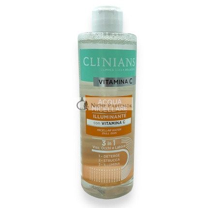 CLINIANS Micellenwasser zur Aufhellung von Gesicht, Augen und Lippen 3 in 1 mit Vitamin C, 400ml