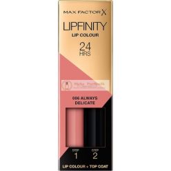   Max Factor Lipfinity Lippenfarbe, 2-teilige langanhaltende, 006 Immer Zart, 2.3ml