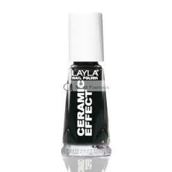   Layla Cosmetics 1243R23-031 Kerámia Hatású Körömlakk Tiszta Fekete, 10ml