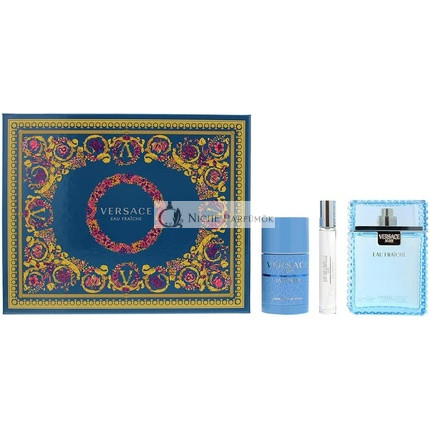 Versace Man Eau Fraiche Geschenkset mit Eau de Toilette 100ml, Deodorant Stick 75ml und Reisewasser 10ml