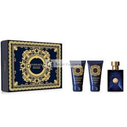   Versace Dylan Blue 50ml EDT Spray + 50ml Duschgel + 50ml Aftershave Balsam Geschenkset 2023