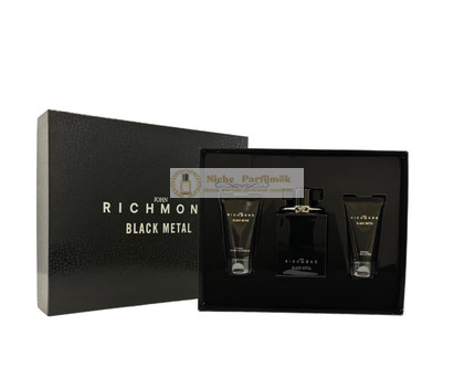 John Richmond Black Metal Set - Enthält natürliches Reinigungs-Duschgel 50 ml, Körperlotion 50 ml und Eau De Parfum für Männer 100 ml