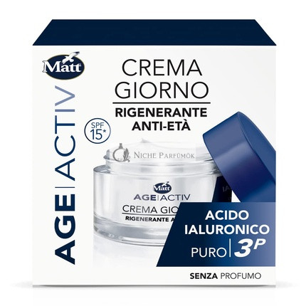Matt Age Activ Regeneráló Arckrém Anti-Aging Nappali - Tiszta Hialuronsav 3P - Nyugtató és Simító, Mély Hidratáló - 50ml