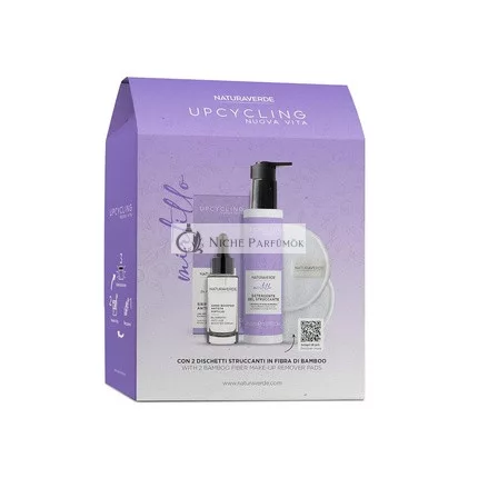 Naturaverde Gesichts-Pflegeset Upcycling Heidelbeere, Reinigungsgel 150ml und Serum 30ml mit Heidelbeerextrakt, Vitamin C und Hyaluronsäure + Make-up Entferner Pads Komplettset