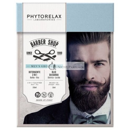 PHYTORELAX Barber Shop Geschenkset 2 in 1 Reiniger 200ml und Bartöl 30ml