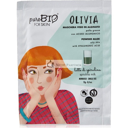 PUROBIO Olivia Spirulina Tej Alginate Arcmaszk Zsíros Bőrre, Illatmentes