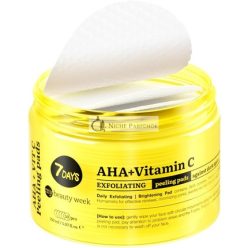   7Days Bőrápoló Hámlasztó Párnák Tisztítóval Glykolsavval, AHA-val és C-vitaminnal, Pigmentációs Kezelés Hámlasztó Vit C 1 db