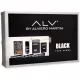 ALV By Alviero Martini Schwarzes Pour Homme Eau de Parfum 100ml, Deodorant 150ml und Reisepasshalter