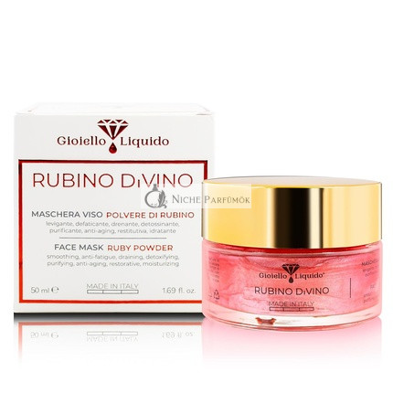 Ragyogó Arcmaszk Öregedésgátló Hatással Ruby Porral, Vitis Vinifera, Nátrium-Hialuronáttal, Betainnal, Folyékony Ékszer, Sejtmegújítás, 50ml