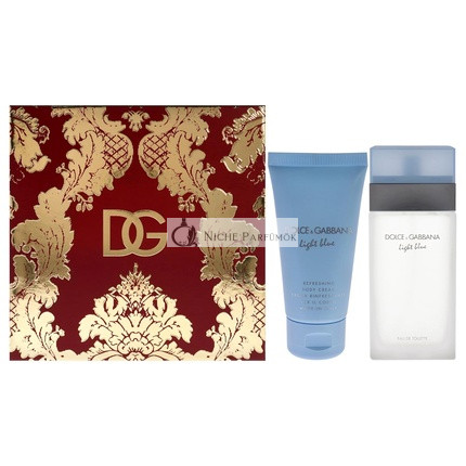 Dolce & Gabbana Light Blue für Frauen 2-teiliges Geschenkset, 3.3oz EDT Spray, 1.7oz Körpercreme, frisch, 5.0 Ounce