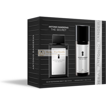 Banderas Parfümök A Titkos Ajándékcsomag Férfiaknak EDT 100ml Dezodor 150ml Hosszan Tartó Elegáns Szexi Férfias Illat Gyümölcsös Bőrjegyek Ideális Napi Viselés