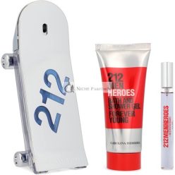   Herrera 212 Heroes Set: EDT Spray + Tusfürdő + EDT Spray, 90ml + 100ml + 10ml