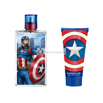 Captain America Geschenkset - Eau De Toilette 100ml & Duschgel 60ml - Mit Kulturbeutel