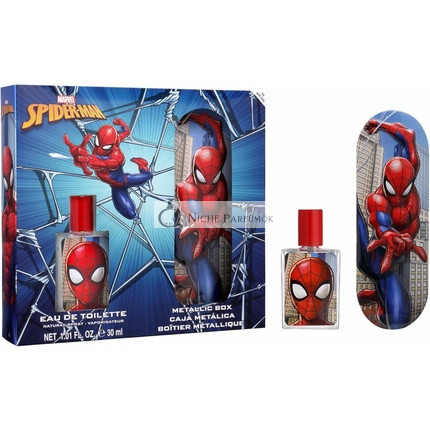 Marvel Spiderman Geschenkset für Kinder Eau de Toilette Metallbox Vegan und FSC Zertifiziert 30 ml