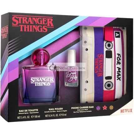 NETFLIX Stranger Things Geschenkset: Eau de Toilette 100ml, Nagellack und Retro Kassetten-Design Handyhülle für Mädchen