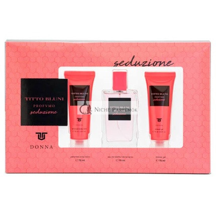 TITTO BLUNI Seduction Damenparfüm Geschenkset, Eau de Toilette 75ml + Körpercreme 75ml + Duschgel 100ml