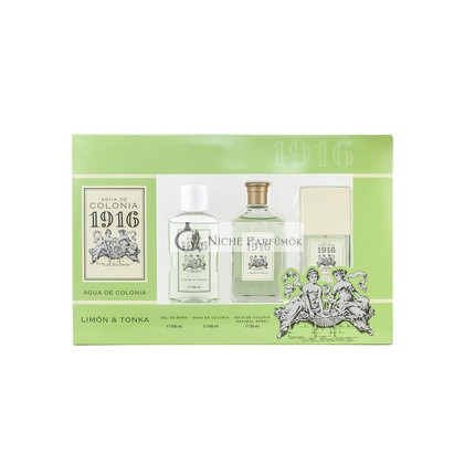 1916 Zitrone und Tonka Parfüm 100ml + Parfüm 30ml + Duschgel 100ml Unisex Geschenkset mit frischem Zitrusduft, langanhaltend, 230ml